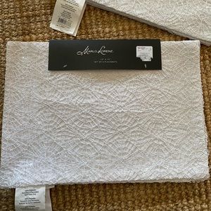 MARLO LORENZ WHITE BEADED PLACE TABLE MATS NWT